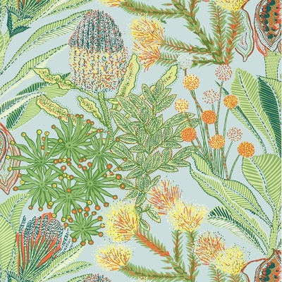 Thibaut Protea Wallpaper in Light Blue